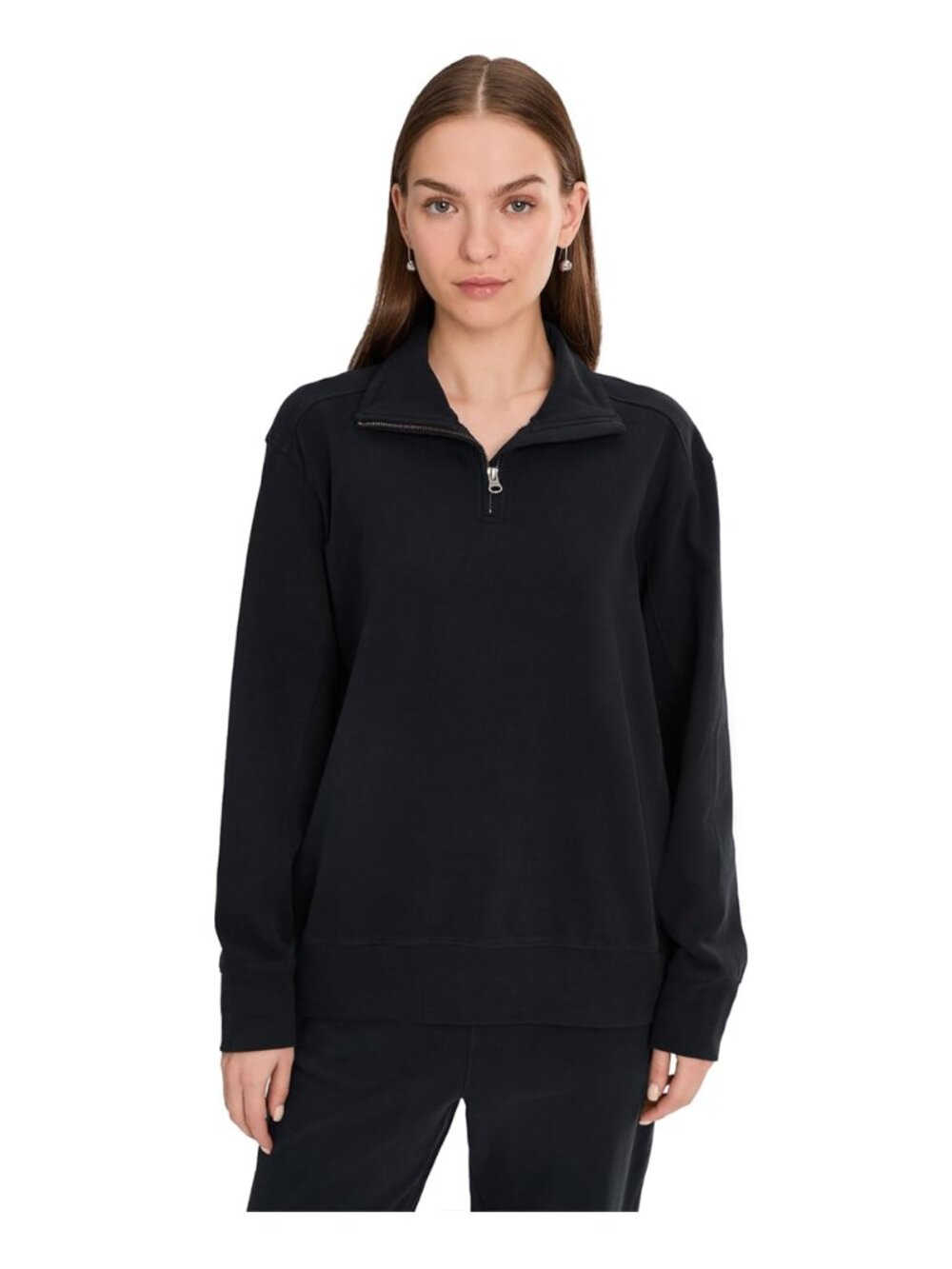 Pact Women's Cloudknit Quarter Zip, Large, Black, New!